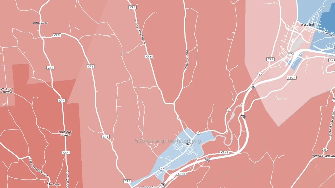 13825, NY block-group political-lean map