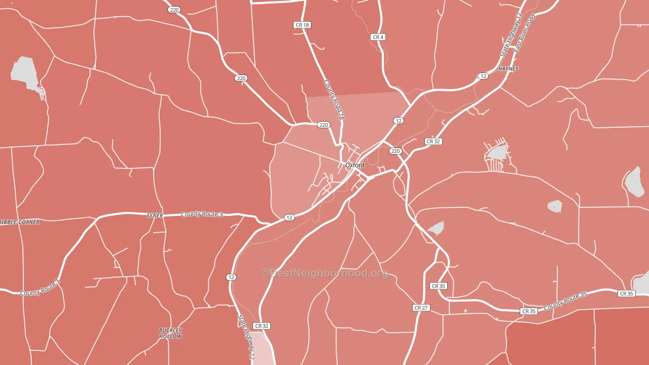 13830, NY block-group political-lean map