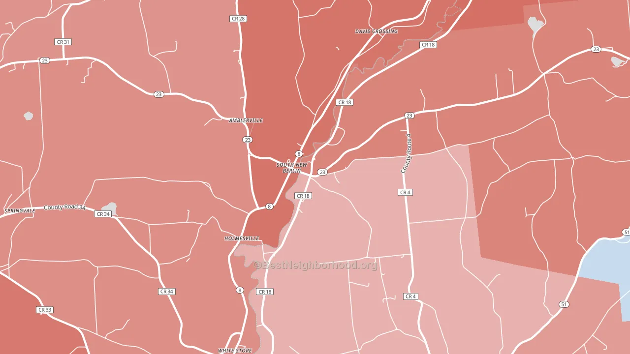 13843, NY block-group political-lean map