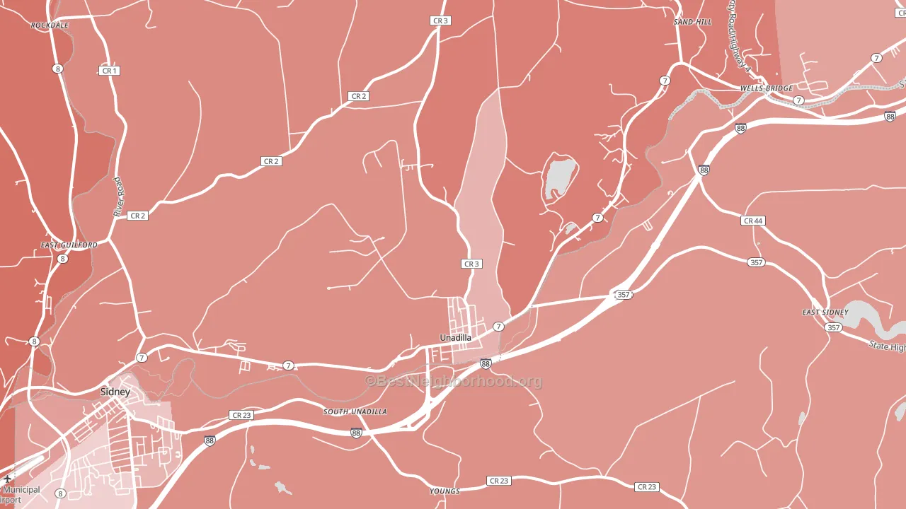 13849, NY block-group political-lean map