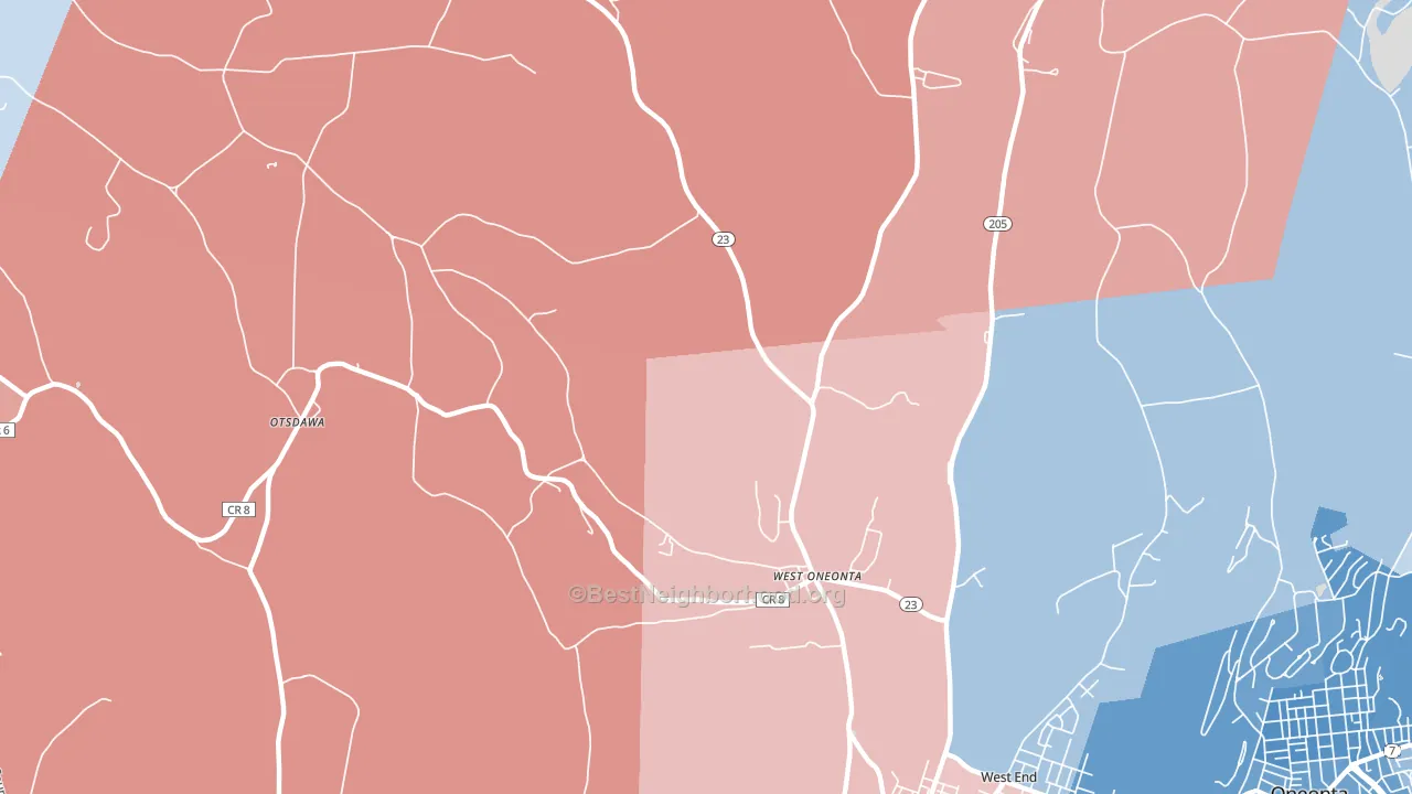 13861, NY block-group political-lean map