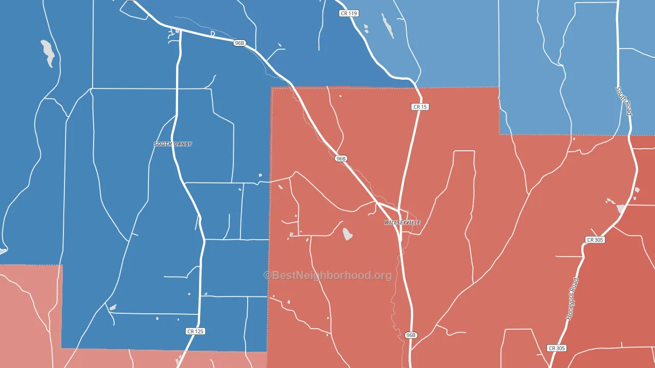 13864, NY block-group political-lean map