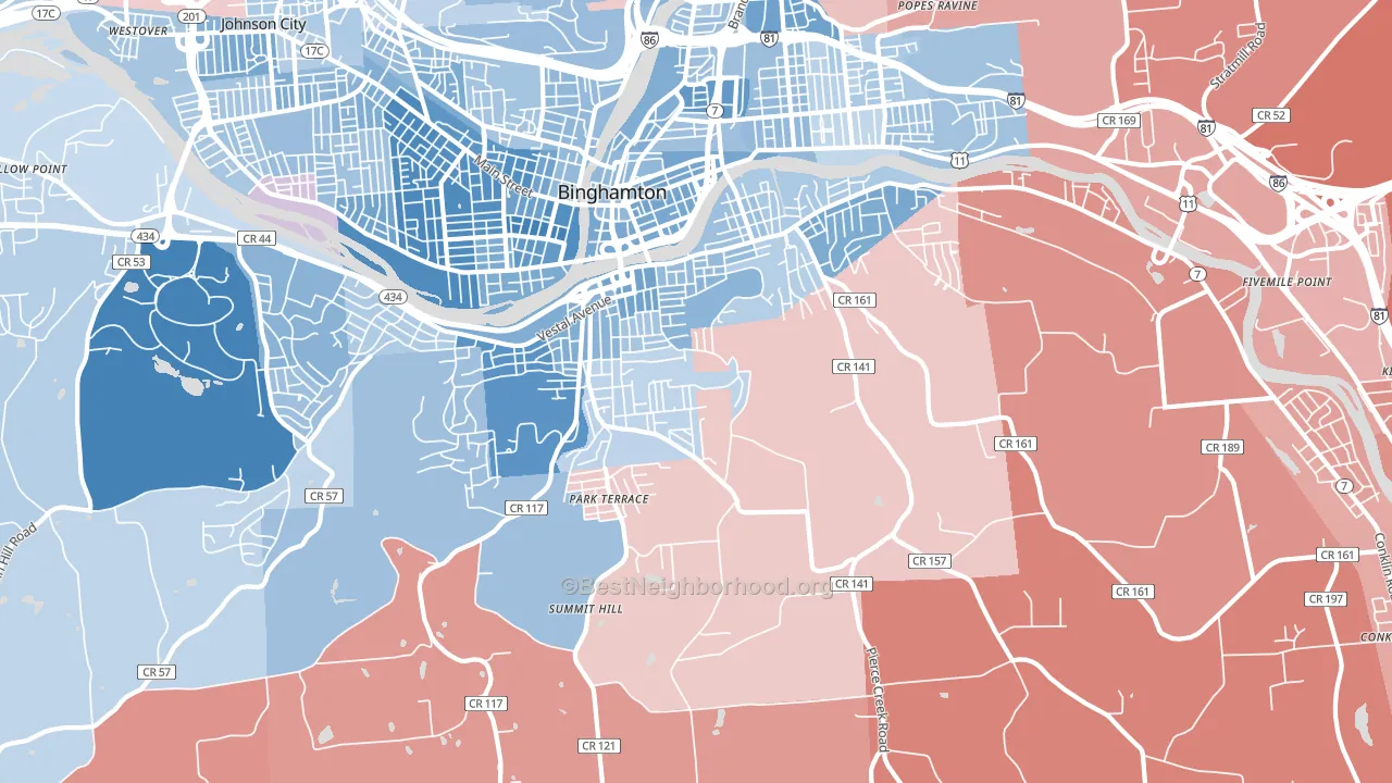 13903, NY block-group political-lean map
