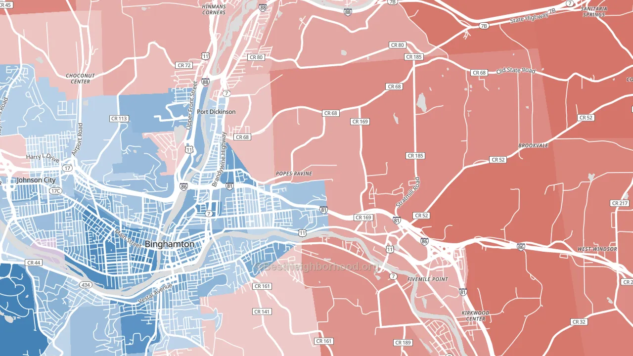 13904, NY block-group political-lean map
