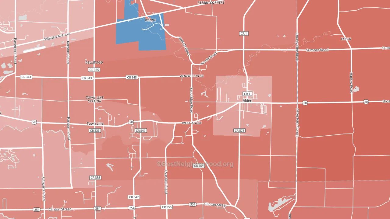 14004, NY block-group political-lean map