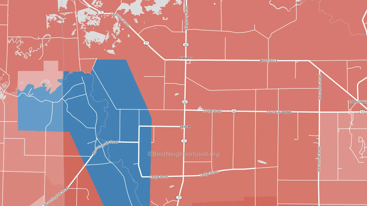 14013, NY block-group political-lean map