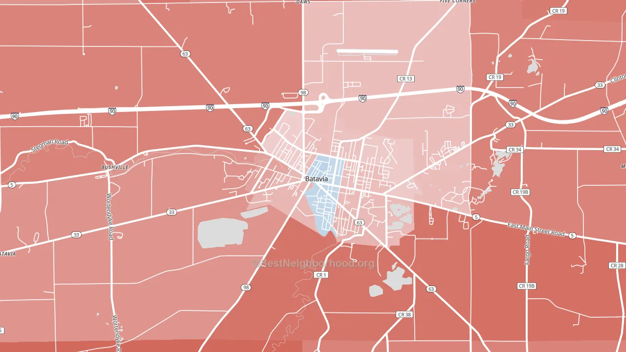 14020, NY block-group political-lean map