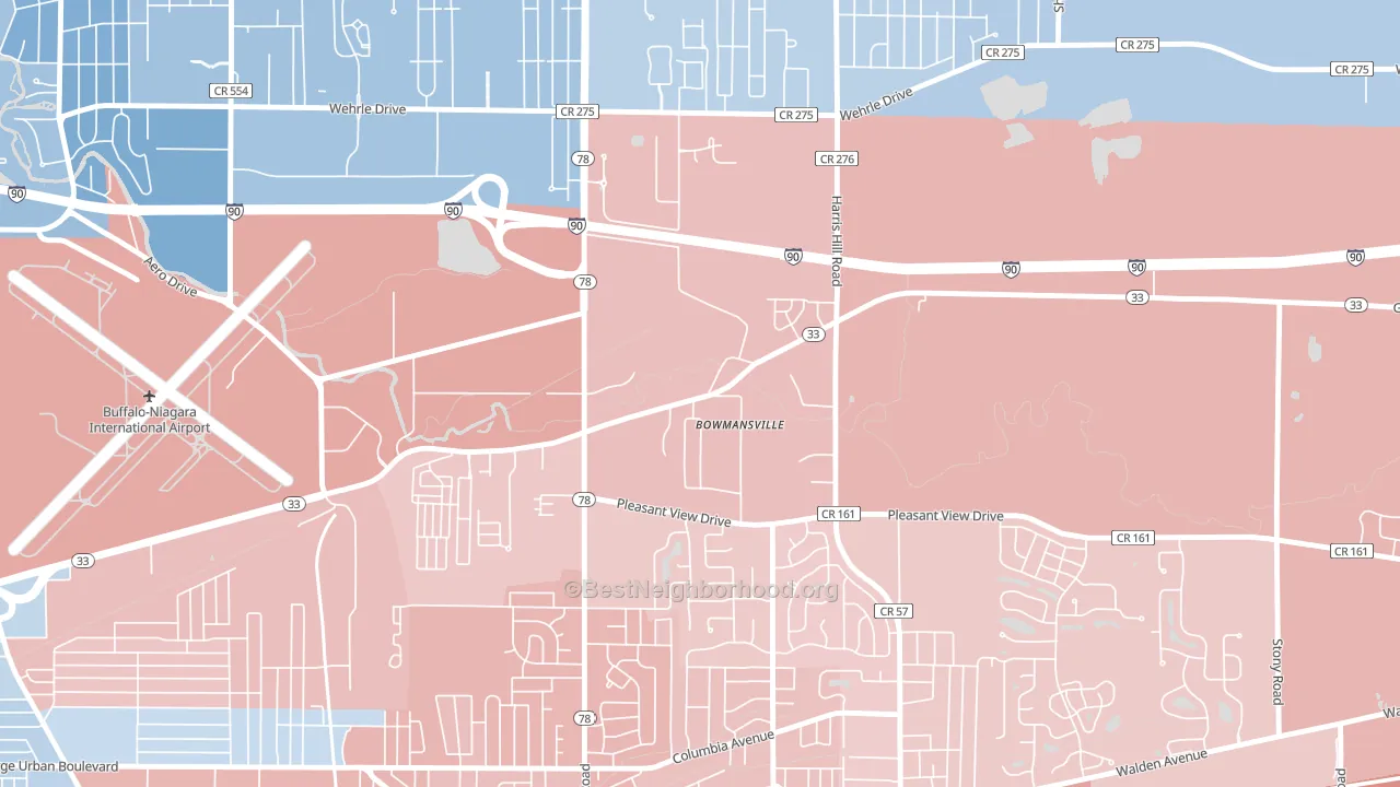 14026, NY block-group political-lean map