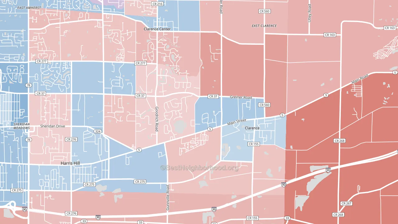 14031, NY block-group political-lean map
