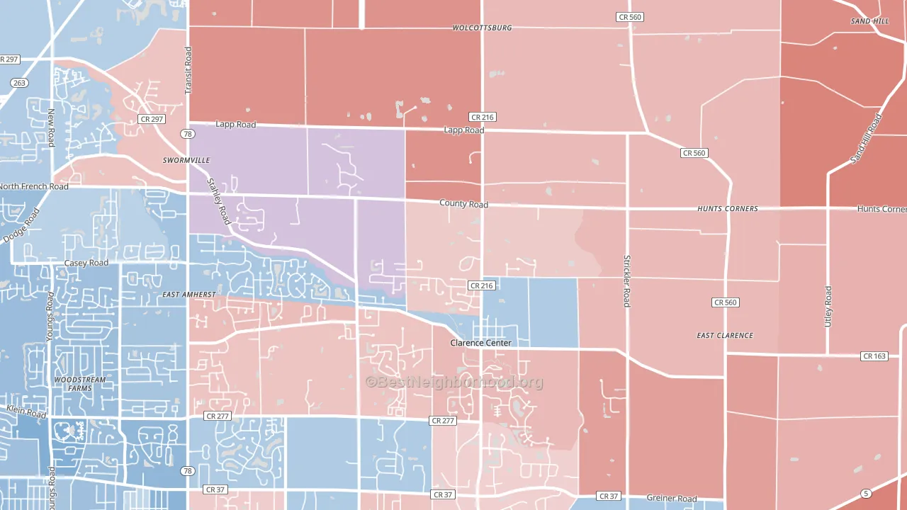 14032, NY block-group political-lean map