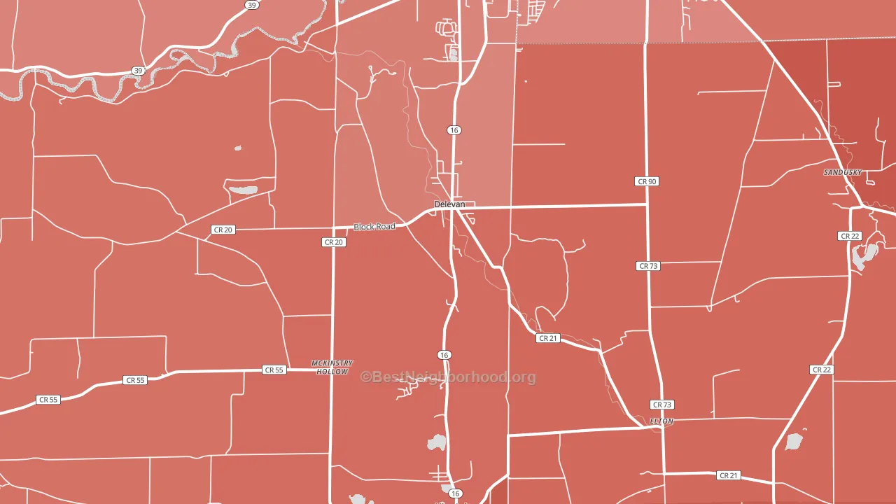 14042, NY block-group political-lean map