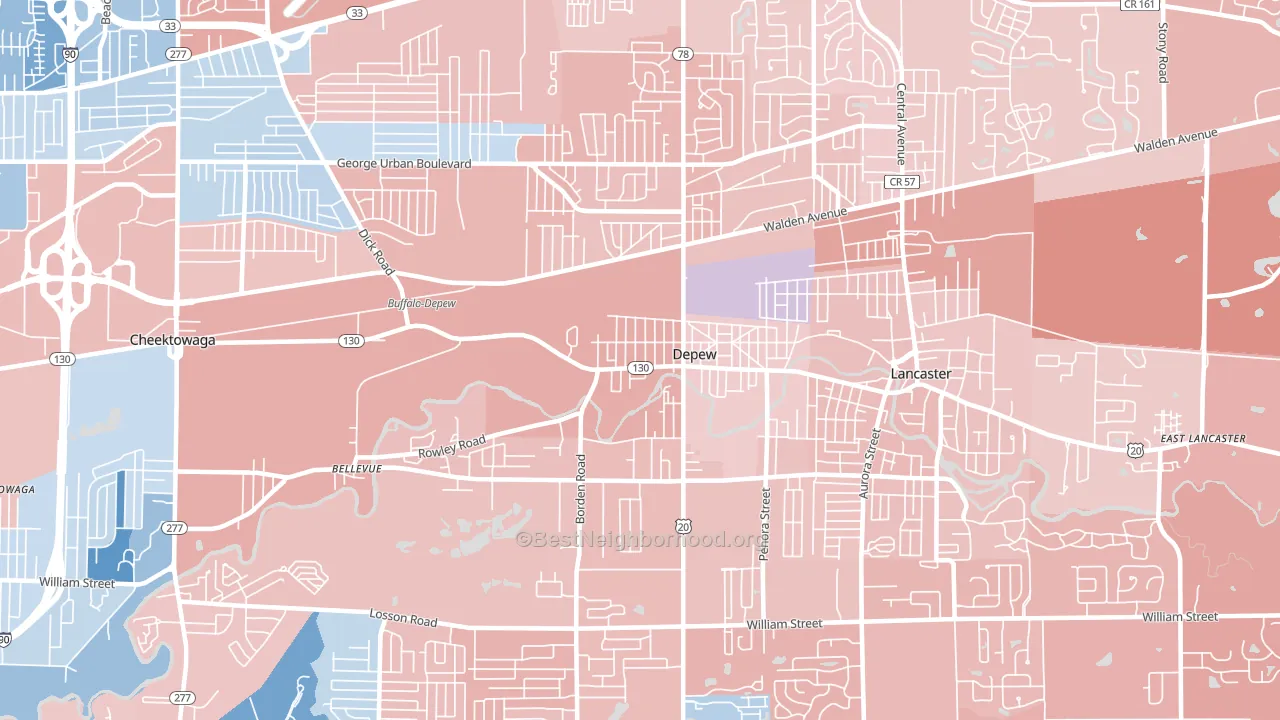14043, NY block-group political-lean map
