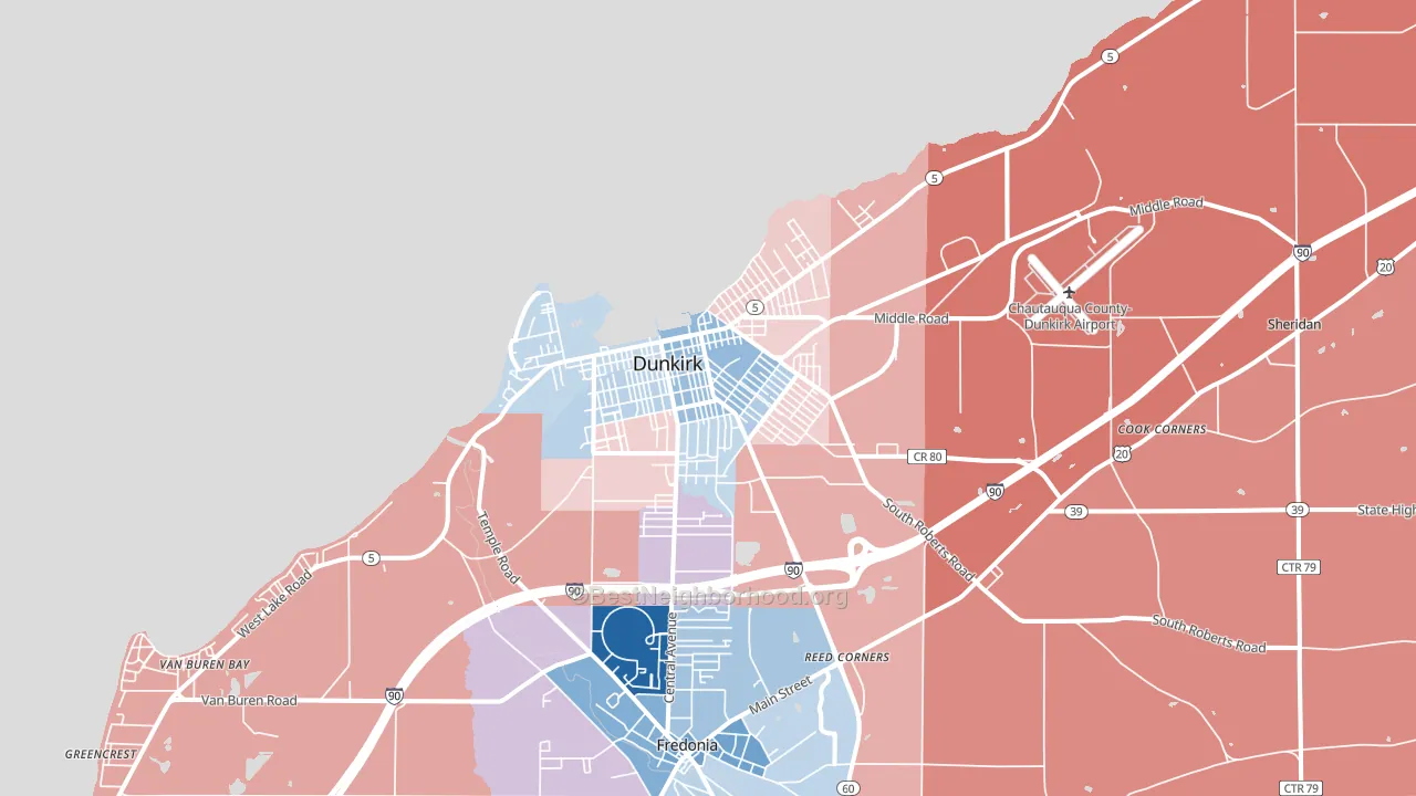 14048, NY block-group political-lean map