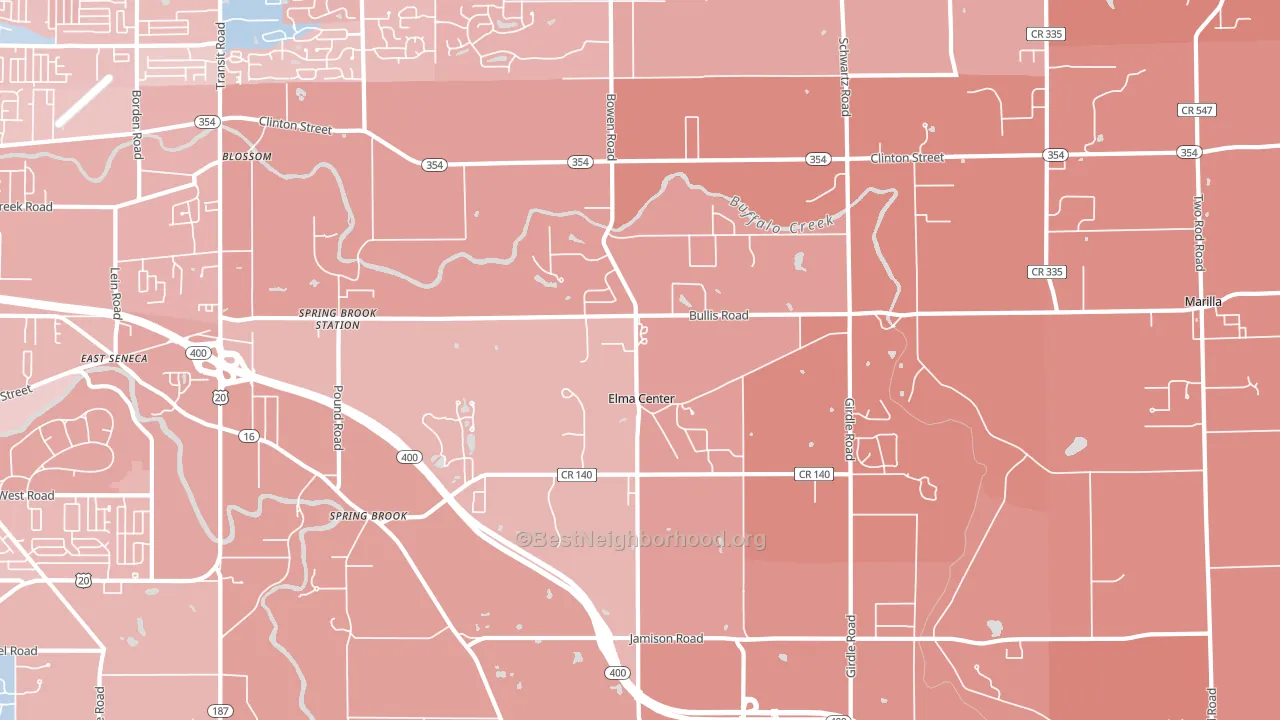 14059, NY block-group political-lean map