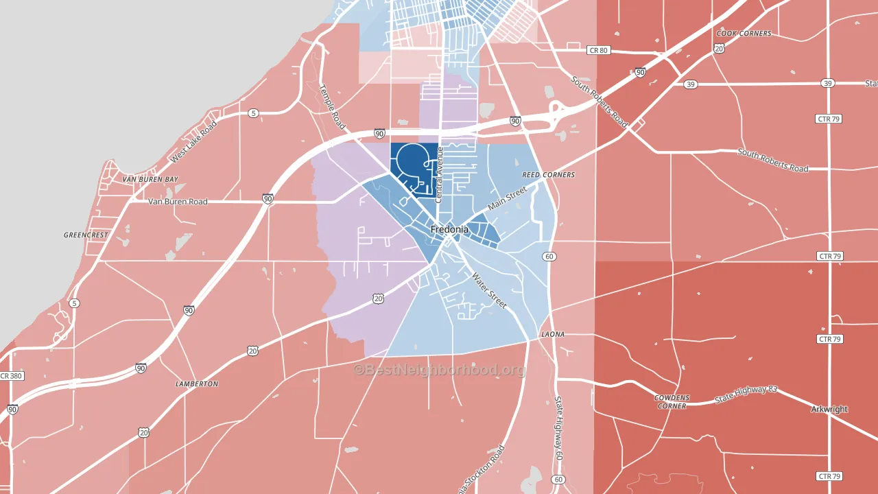 14063, NY block-group political-lean map