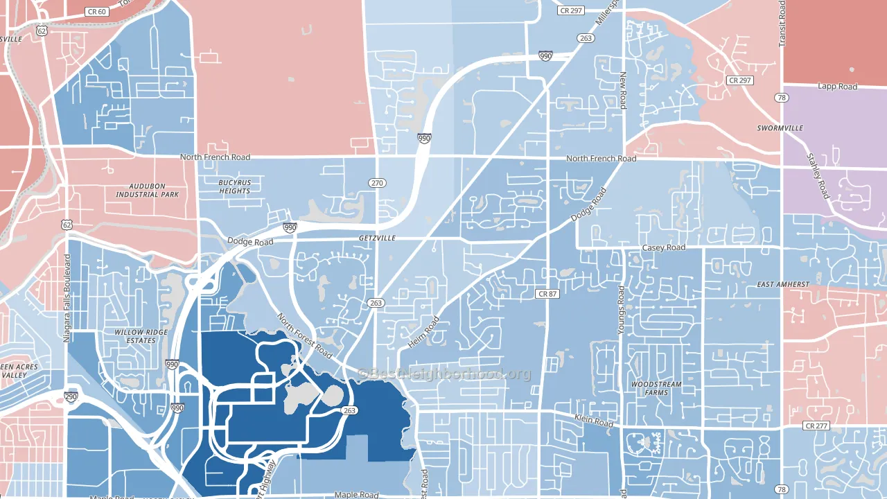 14068, NY block-group political-lean map