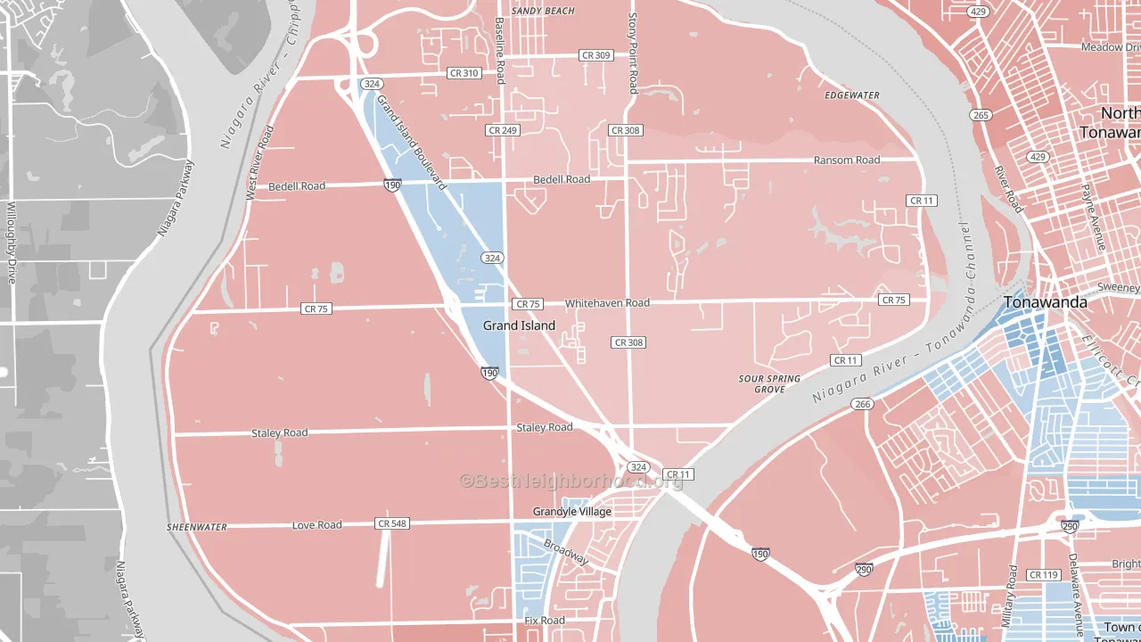 14072, NY block-group political-lean map