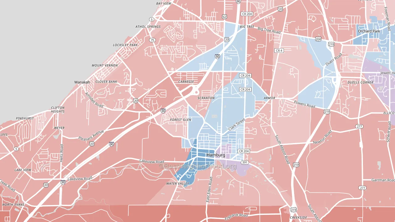 14075, NY block-group political-lean map