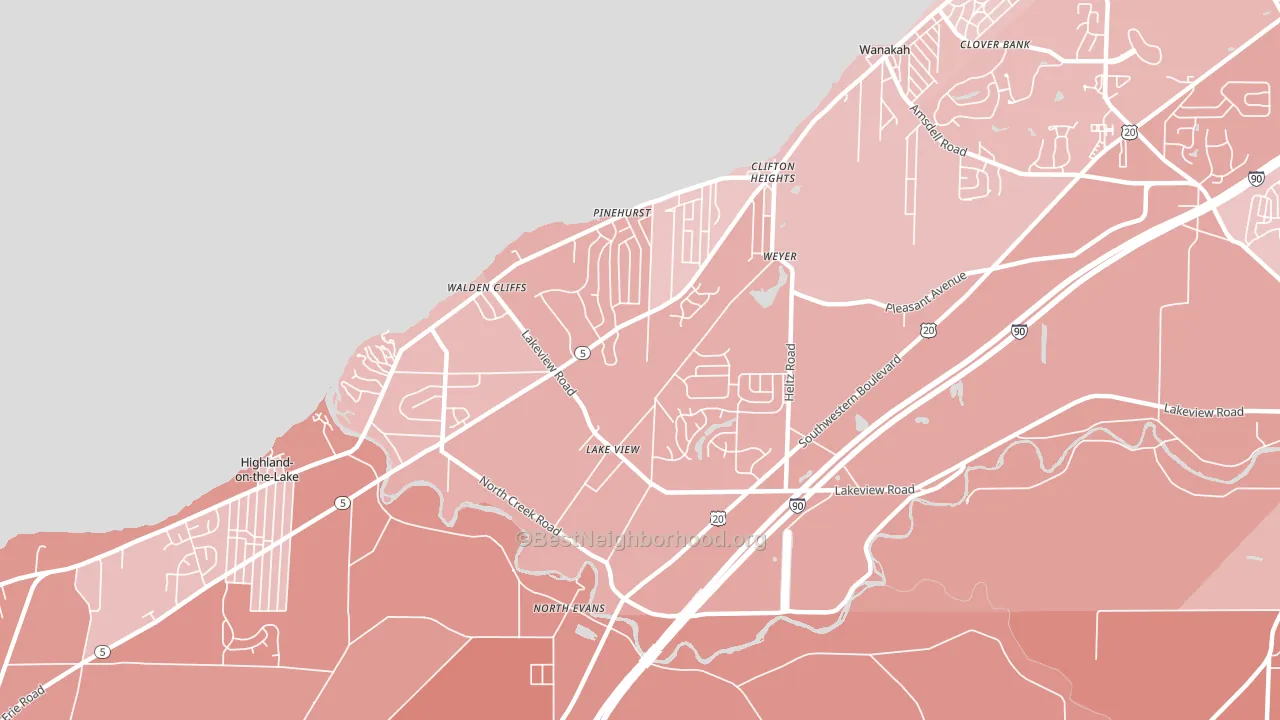 14085, NY block-group political-lean map