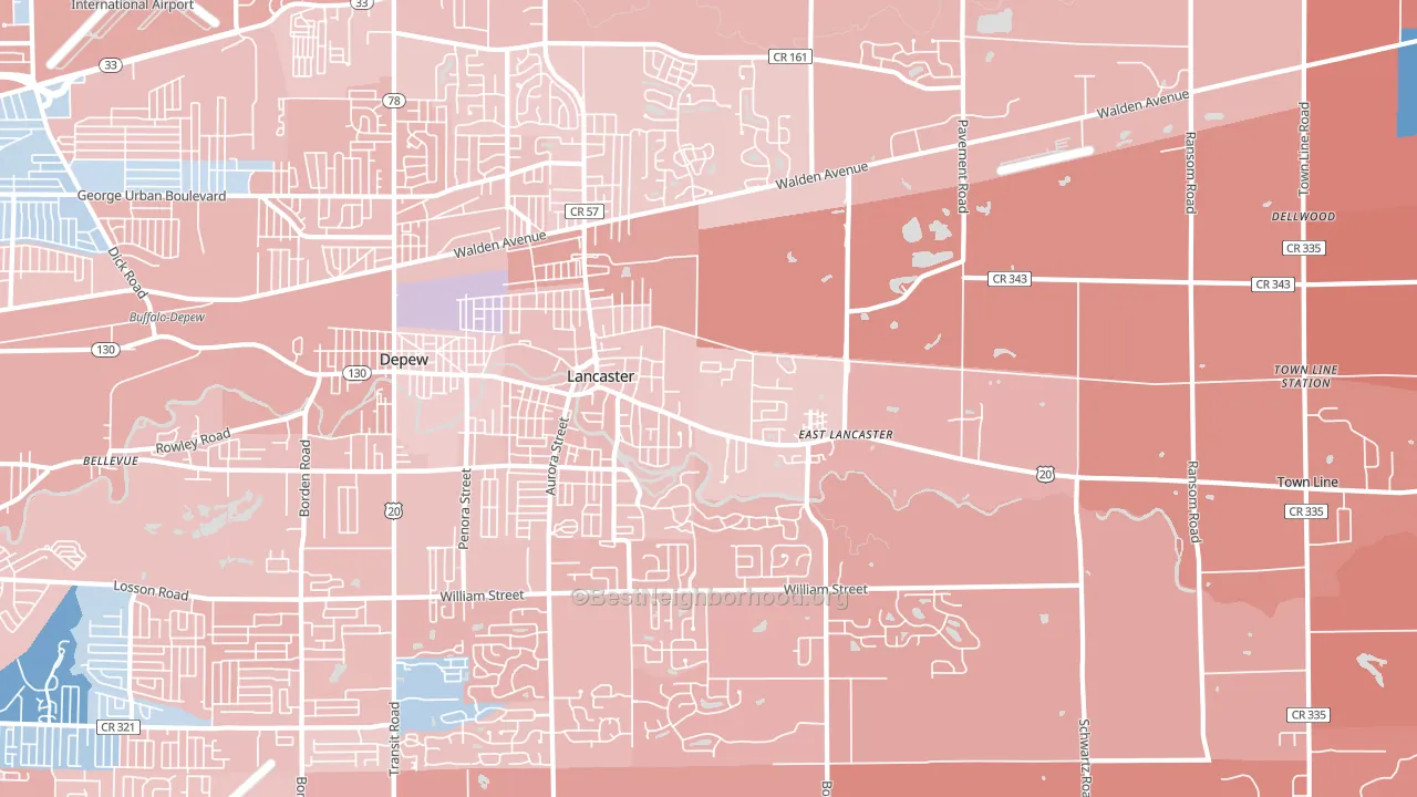 14086, NY block-group political-lean map