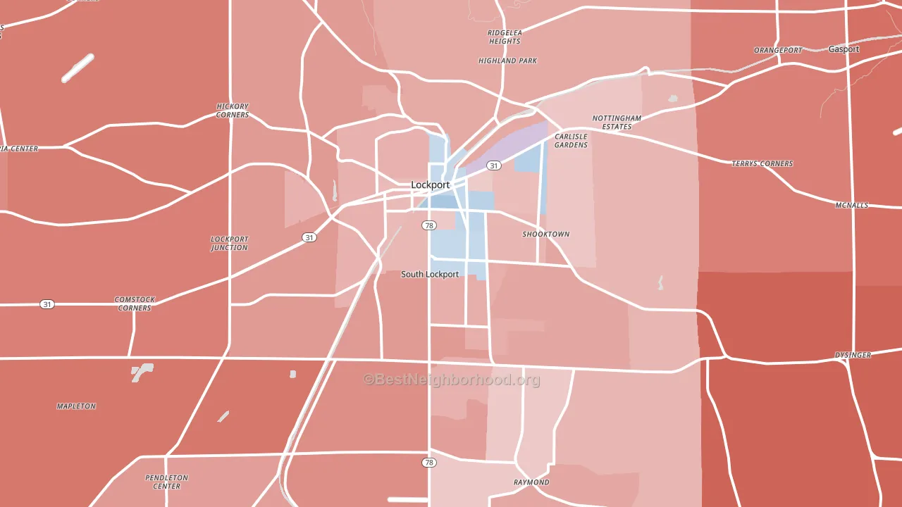 14094, NY block-group political-lean map