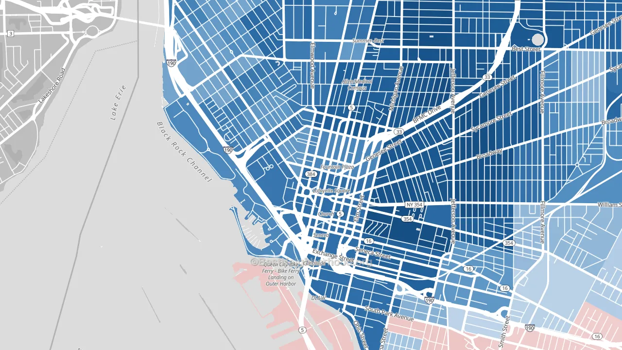 14202, NY block-group political-lean map