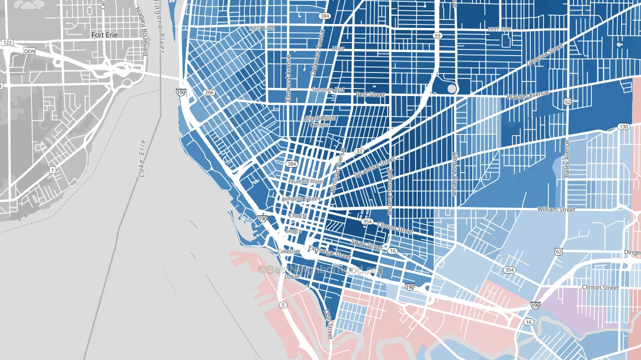 14203, NY block-group political-lean map