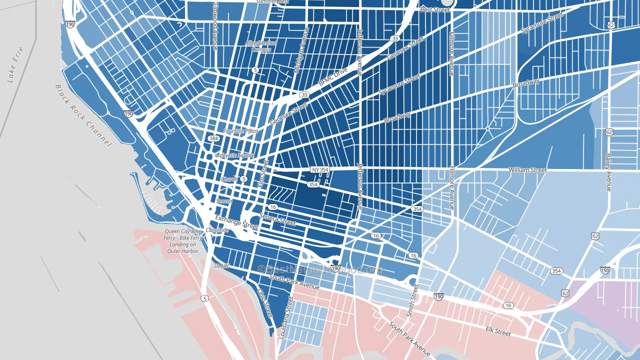 14204, NY block-group political-lean map
