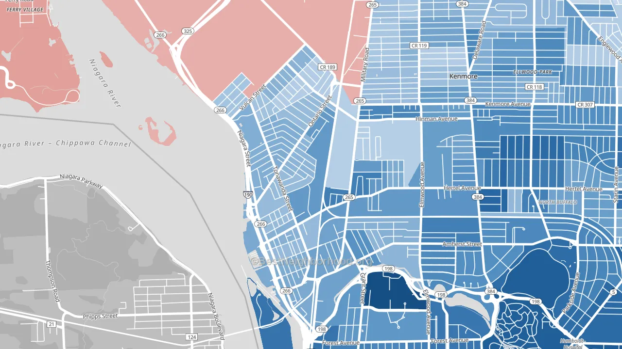 14207, NY block-group political-lean map