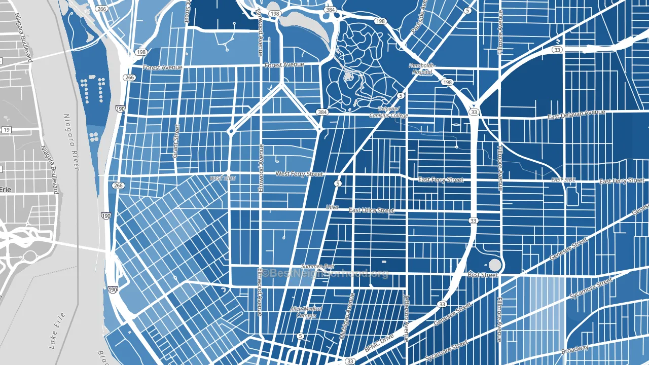 14209, NY block-group political-lean map