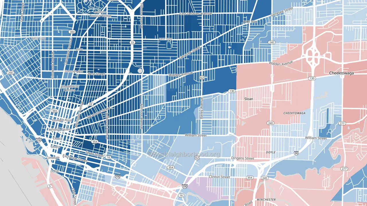 14212, NY block-group political-lean map