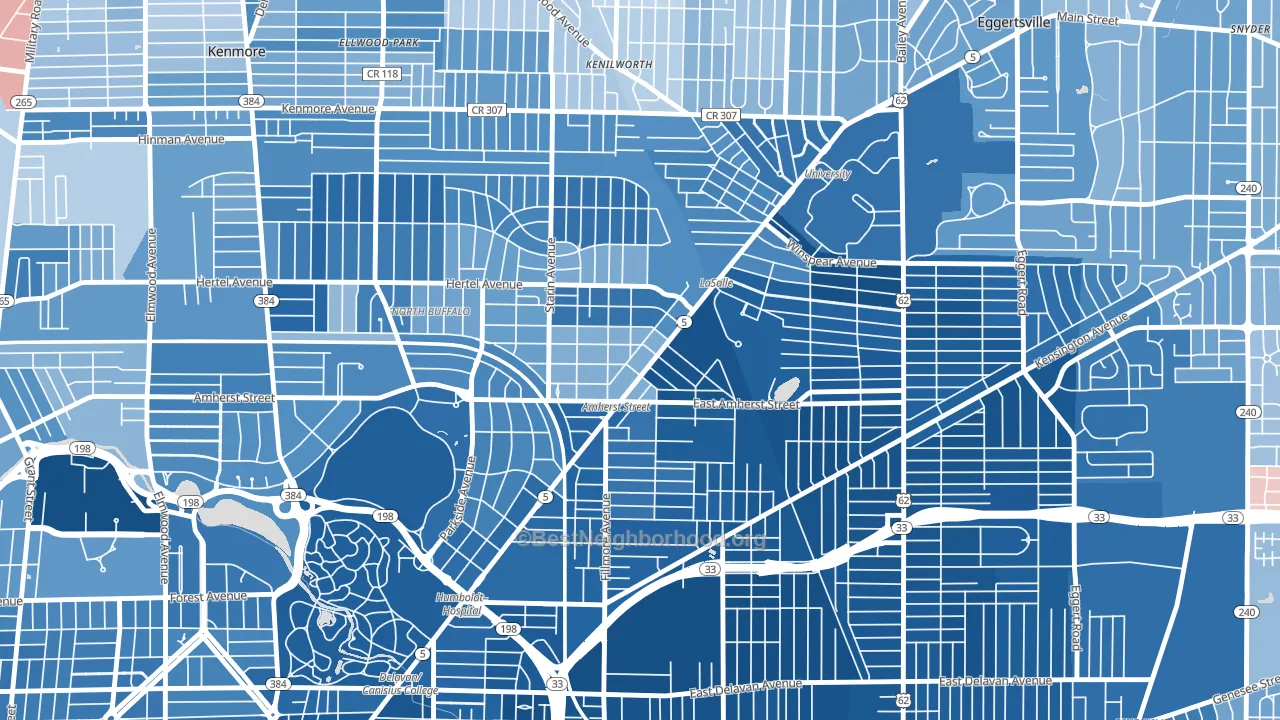 14214, NY block-group political-lean map