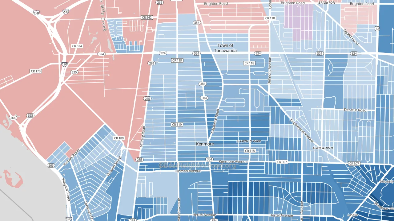14217, NY block-group political-lean map