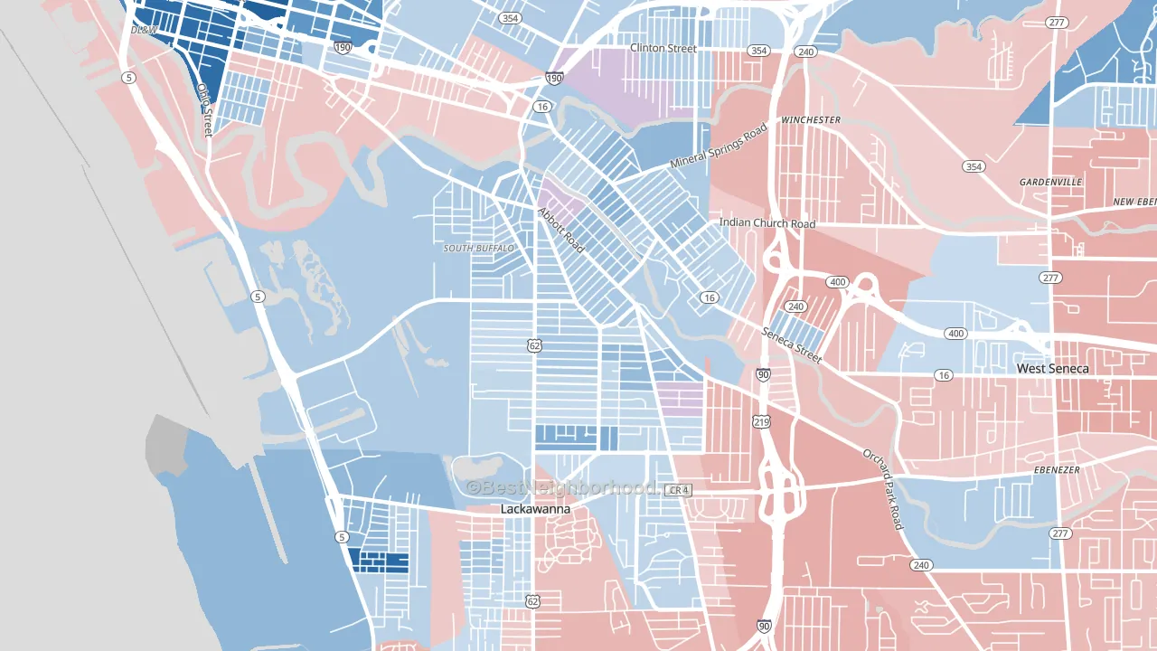 14220, NY block-group political-lean map