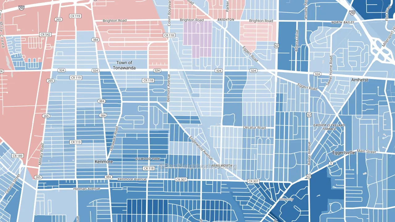 14223, NY block-group political-lean map