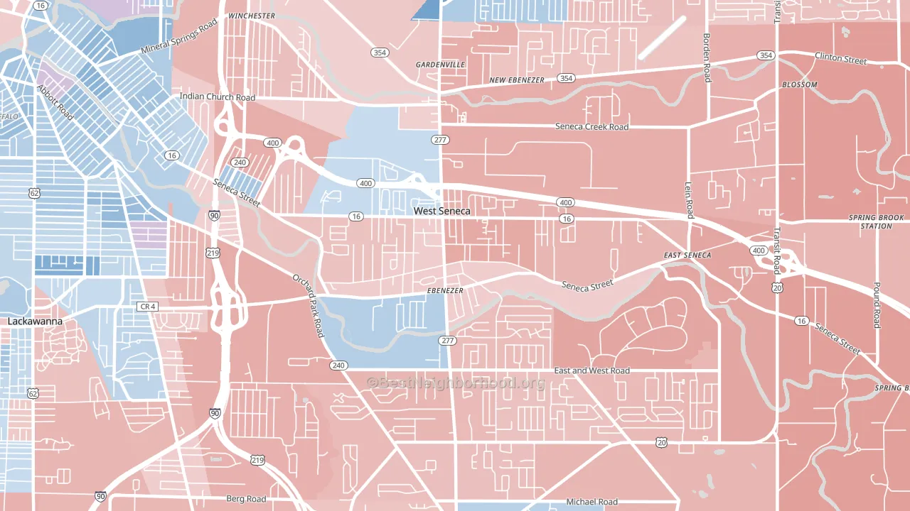 14224, NY block-group political-lean map