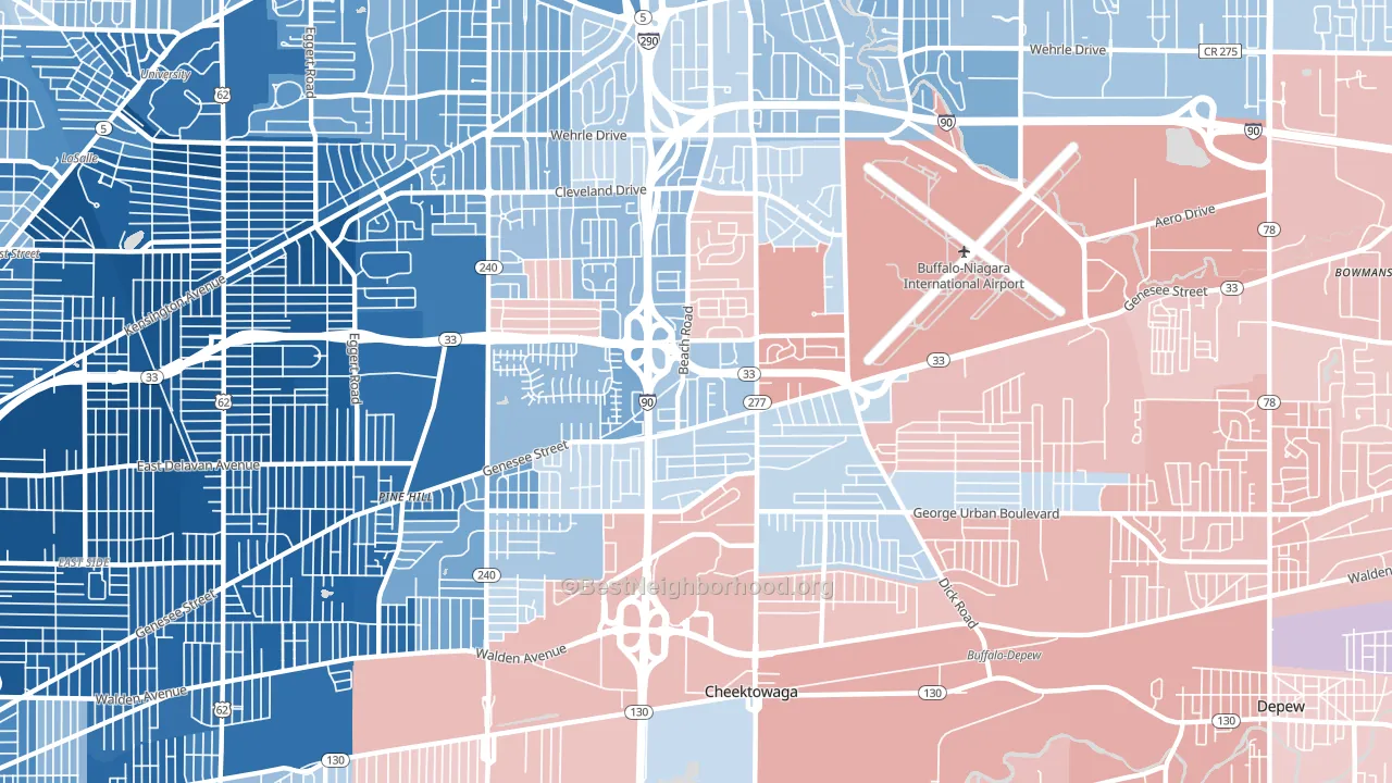 14225, NY block-group political-lean map