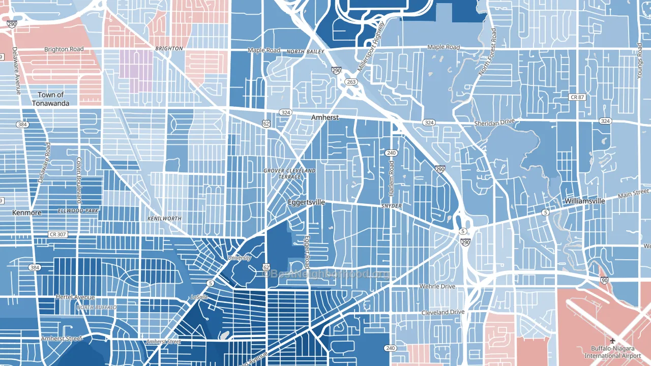 14226, NY block-group political-lean map