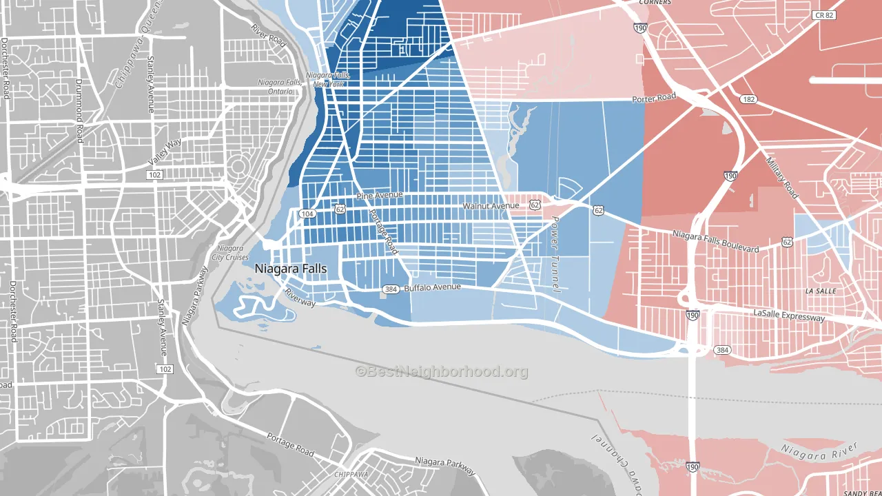 14303, NY block-group political-lean map