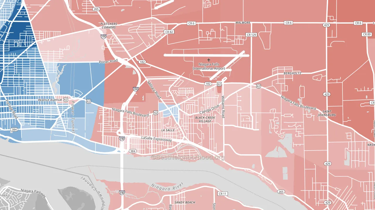 14304, NY block-group political-lean map