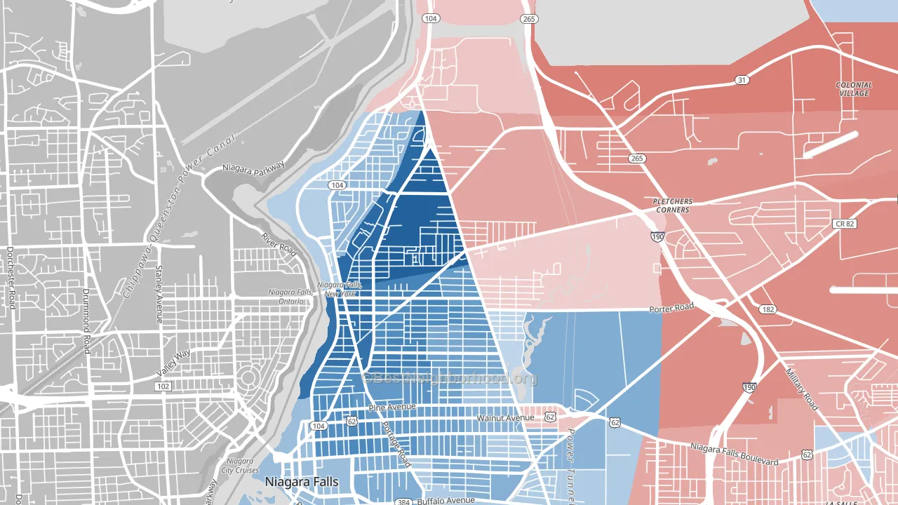 14305, NY block-group political-lean map