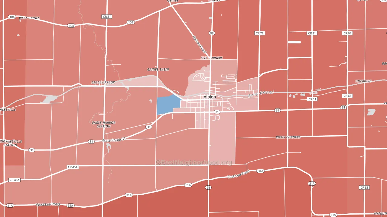 14411, NY block-group political-lean map