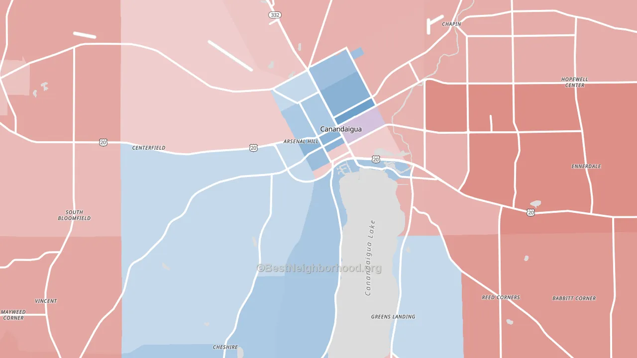 14424, NY block-group political-lean map