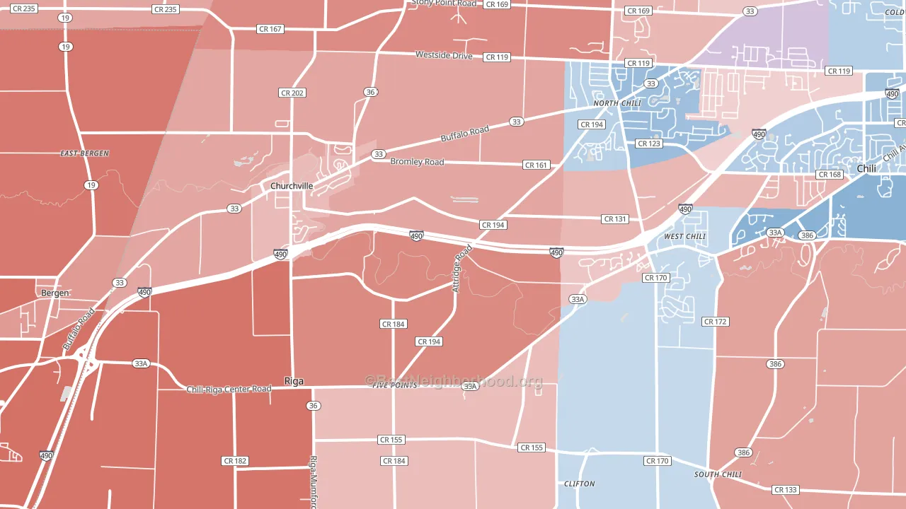 14428, NY block-group political-lean map