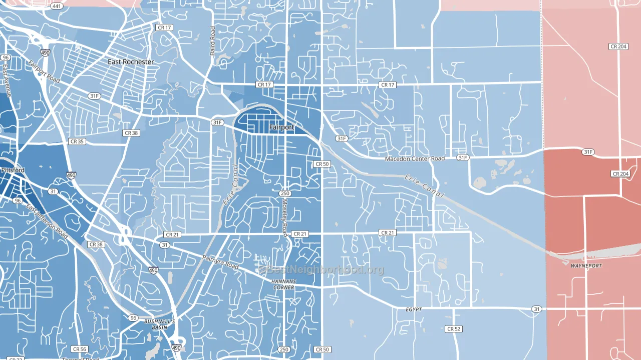 14450, NY block-group political-lean map