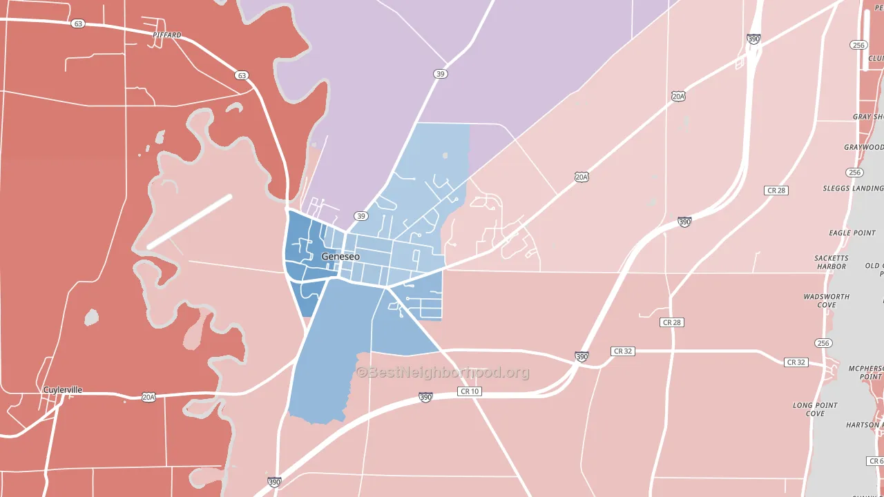 14454, NY block-group political-lean map