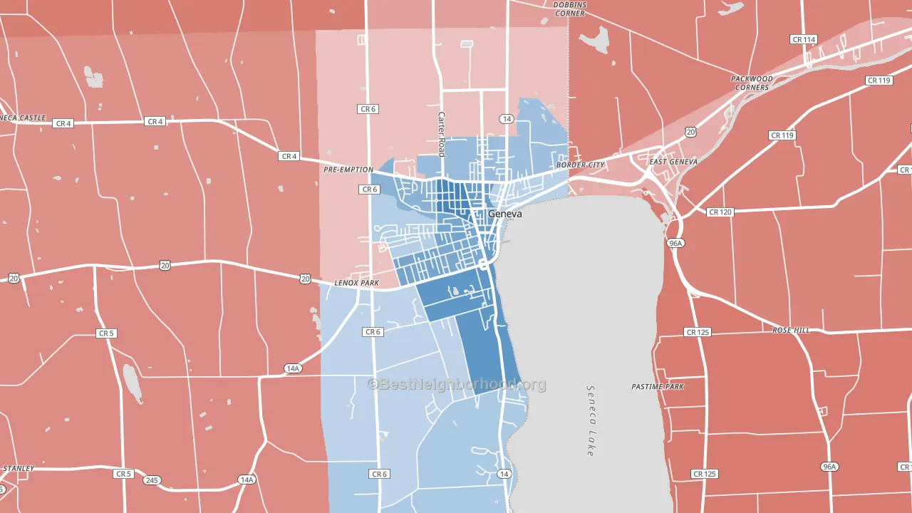 14456, NY block-group political-lean map