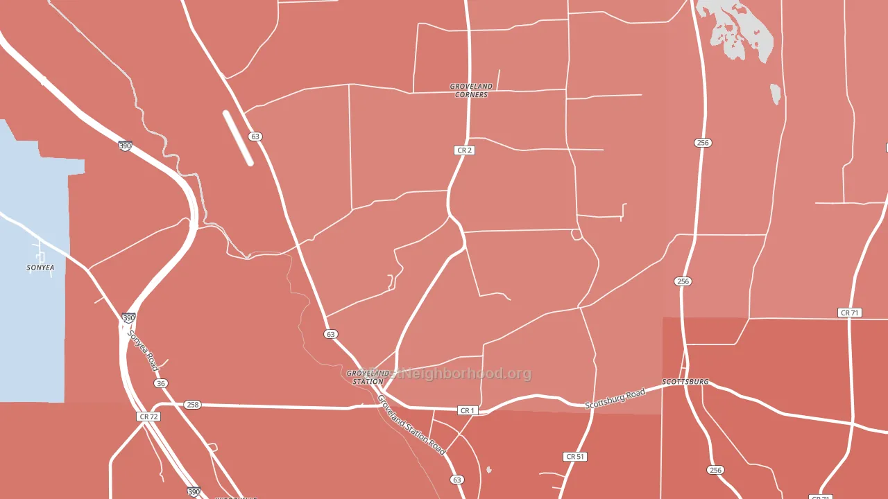 14462, NY block-group political-lean map
