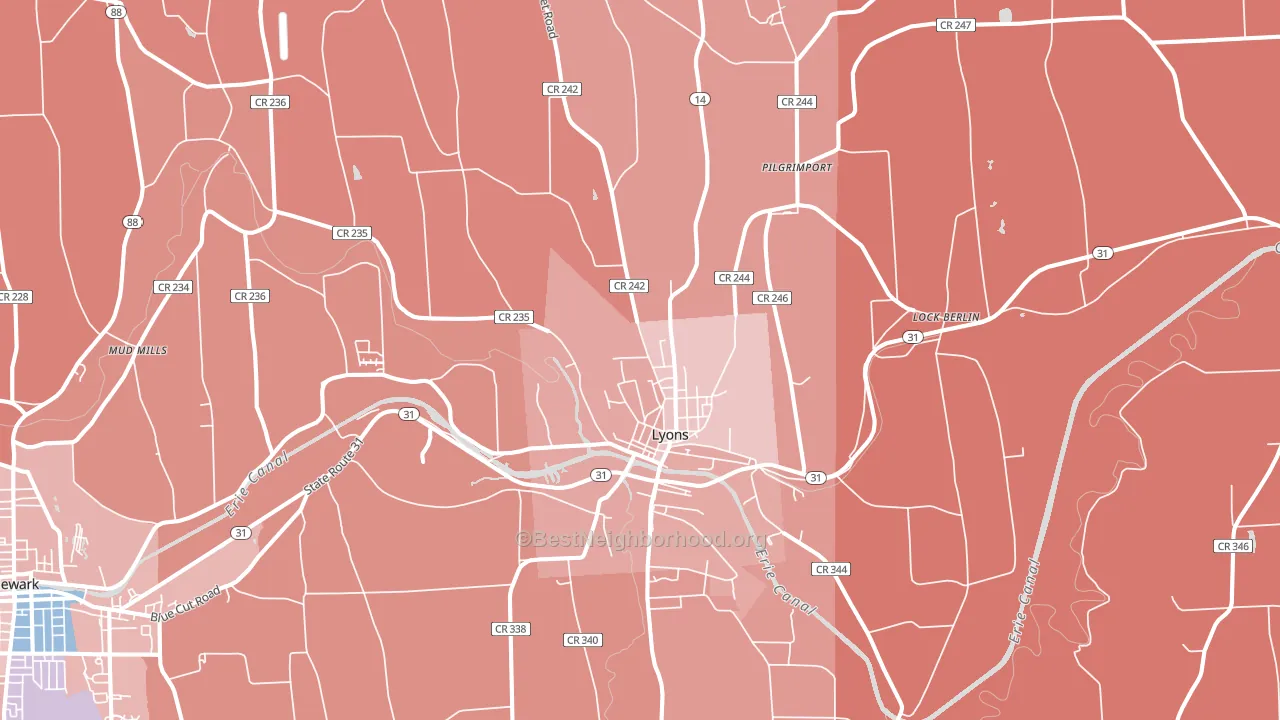 14489, NY block-group political-lean map