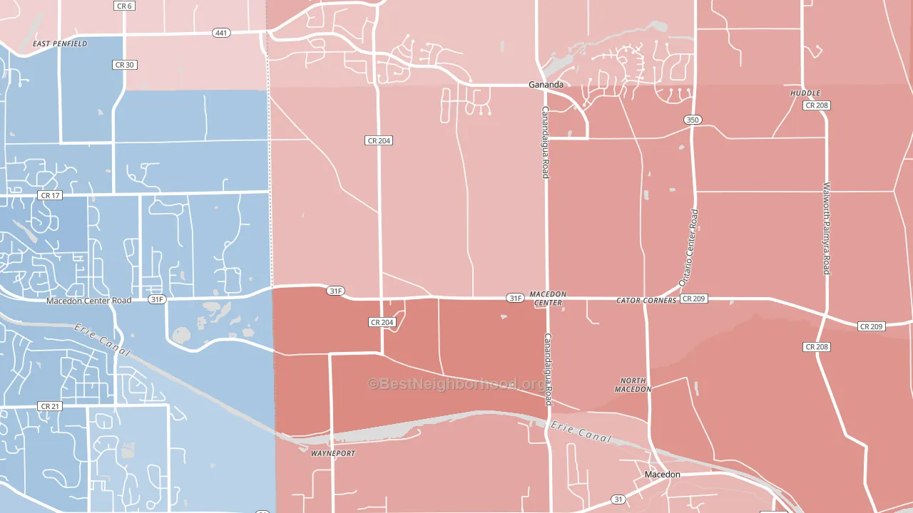 14502, NY block-group political-lean map